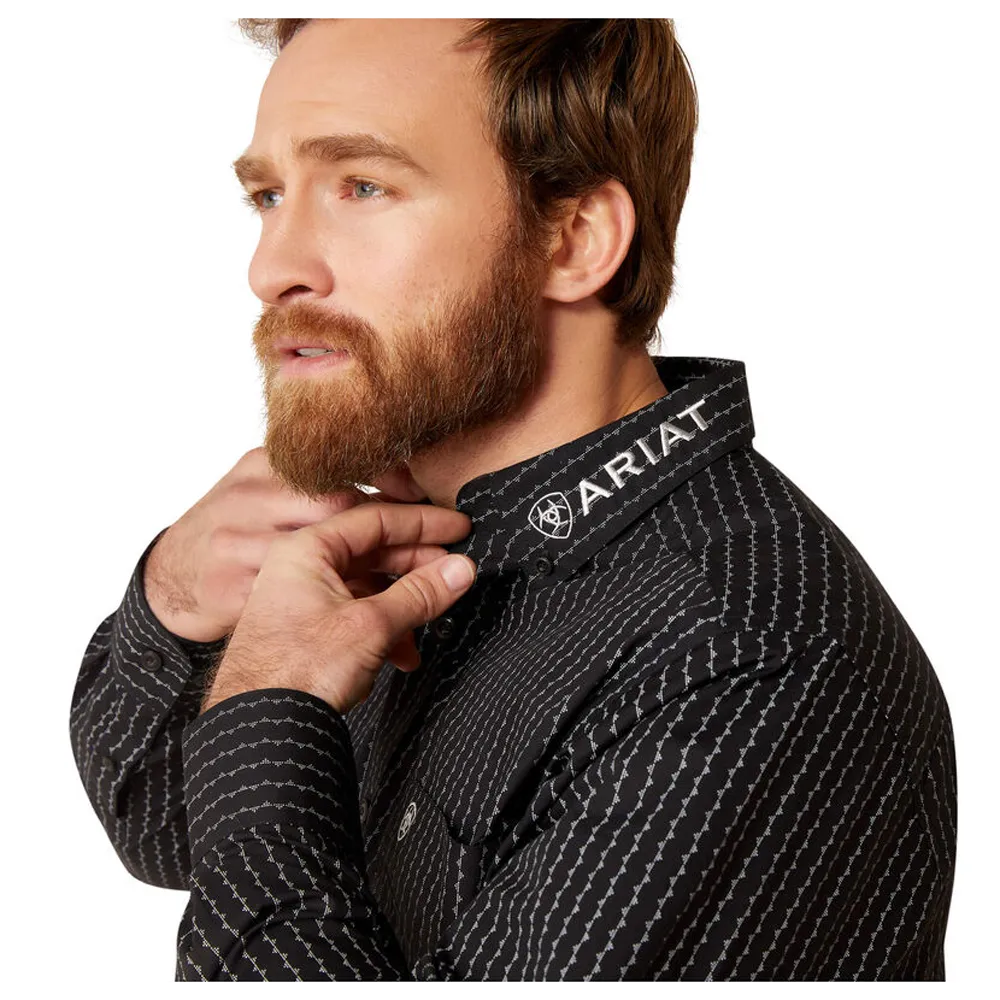 10046287 Ariat Men's Woodson TEAM Fitted Long Sleeve Shirt - Black