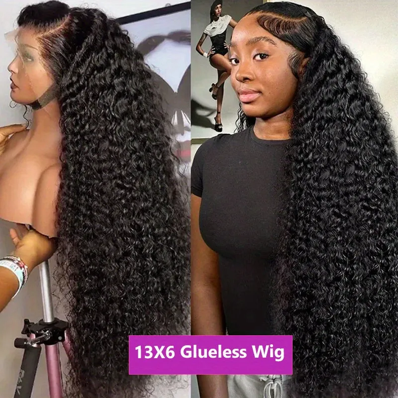 180% Density Water Wave Lace Front Wigs for Women - Glueless, Pre-Plucked, HD 13x6 Lace Frontal, Natural Color, Wet and Wavy, Baby Hair, Basics Style