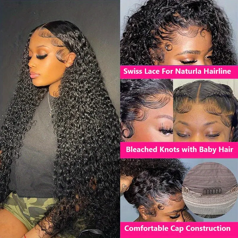 180% Density Water Wave Lace Front Wigs for Women - Glueless, Pre-Plucked, HD 13x6 Lace Frontal, Natural Color, Wet and Wavy, Baby Hair, Basics Style