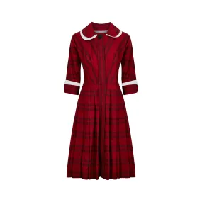 1950s Lou-Ette Red and Black Cotton Shirtwaister Dress