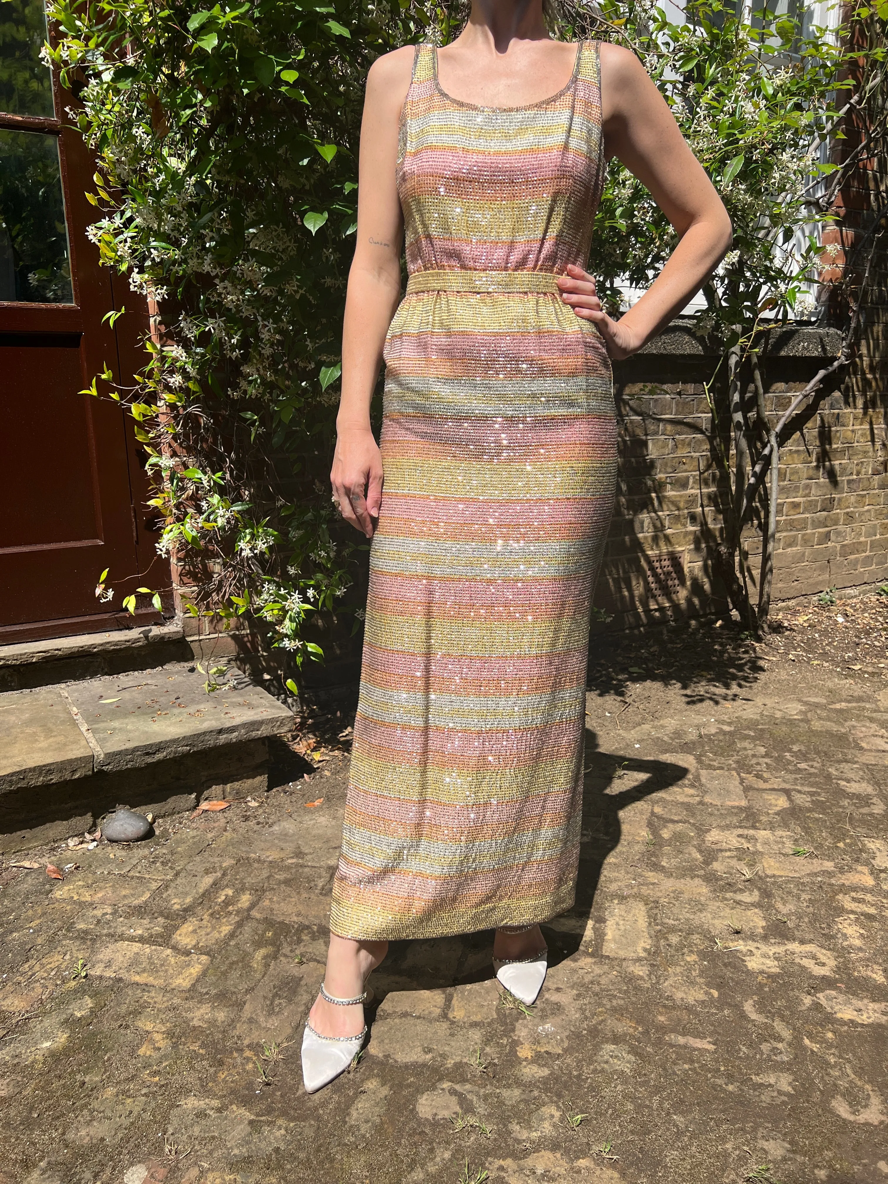 1960s Mollie Parnis Beaded Dress