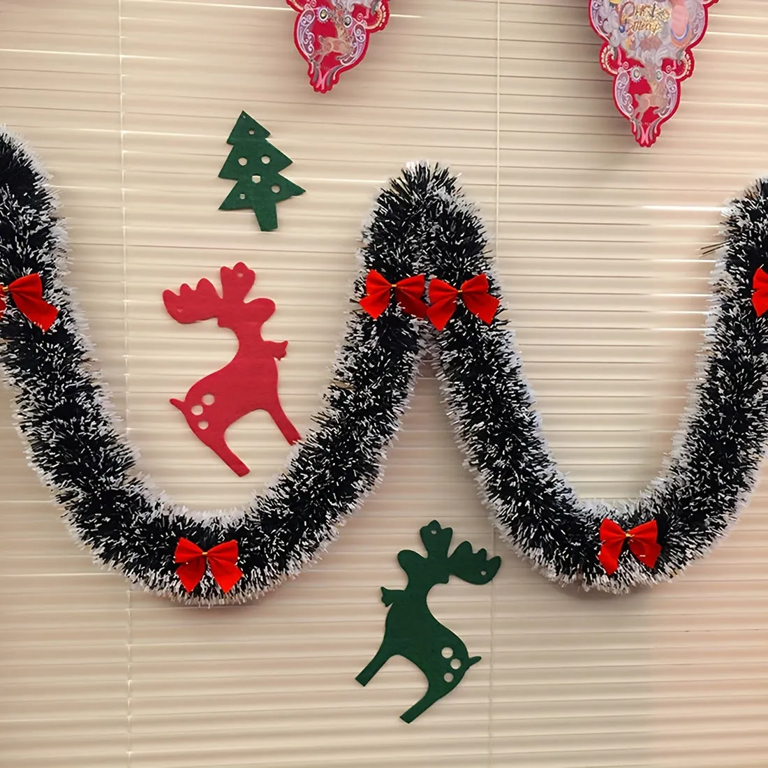 1pc, 6.56ft Christmas Tinsel Garland Artificial Christmas Garland Xmas Metallic Twist Hanging Garland Fireplace Mantel Wreath Decor For Staircase Railing Indoor Outdoor Ornaments Christmas Party Decor Supplies