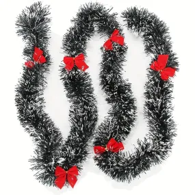1pc, 6.56ft Christmas Tinsel Garland Artificial Christmas Garland Xmas Metallic Twist Hanging Garland Fireplace Mantel Wreath Decor For Staircase Railing Indoor Outdoor Ornaments Christmas Party Decor Supplies