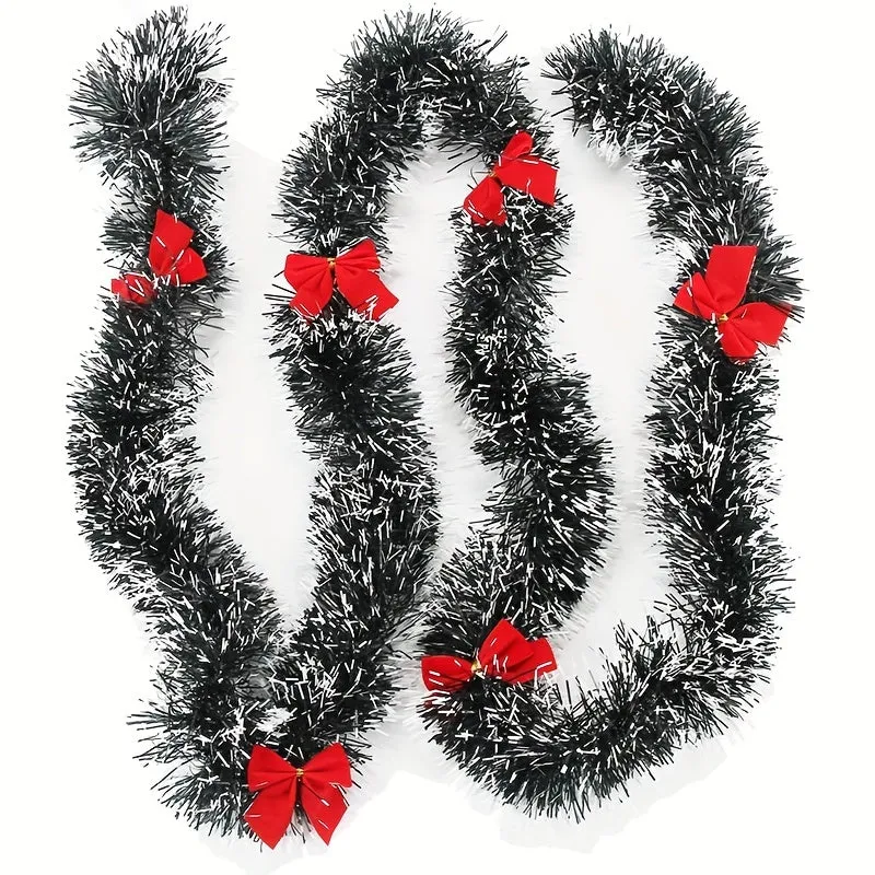 1pc, 6.56ft Christmas Tinsel Garland Artificial Christmas Garland Xmas Metallic Twist Hanging Garland Fireplace Mantel Wreath Decor For Staircase Railing Indoor Outdoor Ornaments Christmas Party Decor Supplies