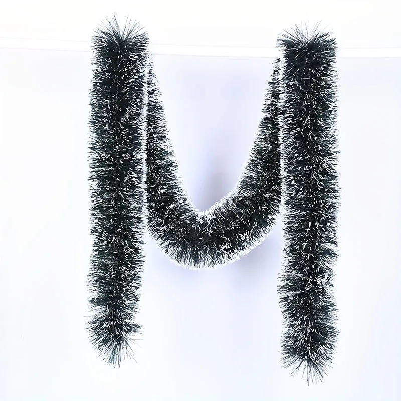 1pc, 6.56ft Christmas Tinsel Garland Artificial Christmas Garland Xmas Metallic Twist Hanging Garland Fireplace Mantel Wreath Decor For Staircase Railing Indoor Outdoor Ornaments Christmas Party Decor Supplies