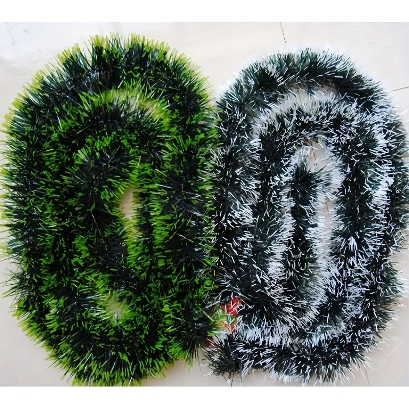 1pc, 6.56ft Christmas Tinsel Garland Artificial Christmas Garland Xmas Metallic Twist Hanging Garland Fireplace Mantel Wreath Decor For Staircase Railing Indoor Outdoor Ornaments Christmas Party Decor Supplies