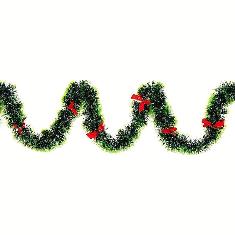 1pc, 6.56ft Christmas Tinsel Garland Artificial Christmas Garland Xmas Metallic Twist Hanging Garland Fireplace Mantel Wreath Decor For Staircase Railing Indoor Outdoor Ornaments Christmas Party Decor Supplies