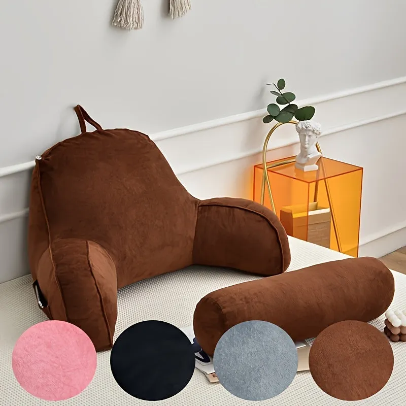 1pc Crystal Velvet Round Pillow with Armrests and Raised Pillows, Removable and Washable Sofa Backrest for Living Room Office Bed Waist Pillow, Christmas Present