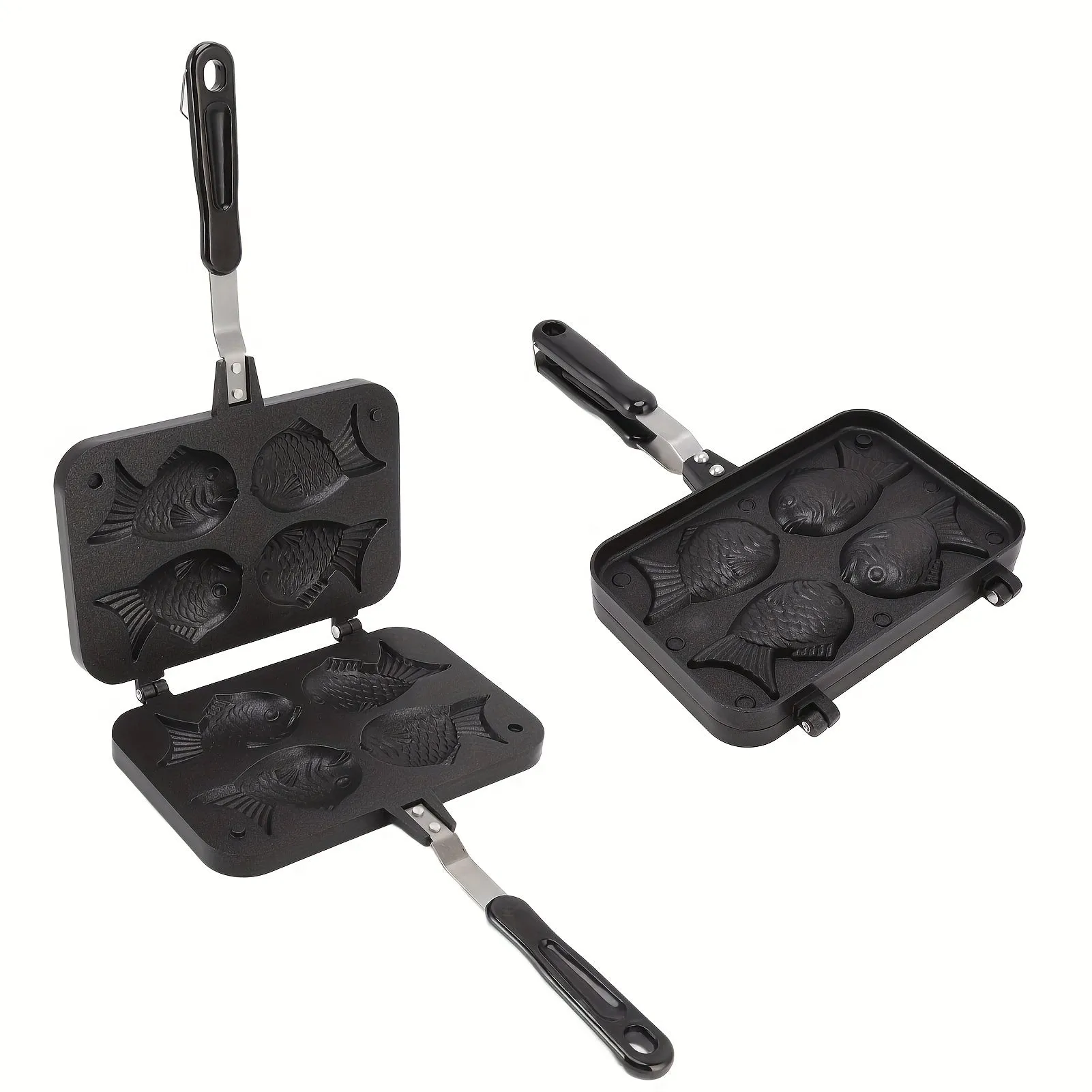 1pc, Deluxe Double-Sided Non-Stick Taiyaki Maker - Roasting Pans for Baking 4 Cups of Delicious Fish-Shaped Cakes at Home with Easy Release and Cleaning
