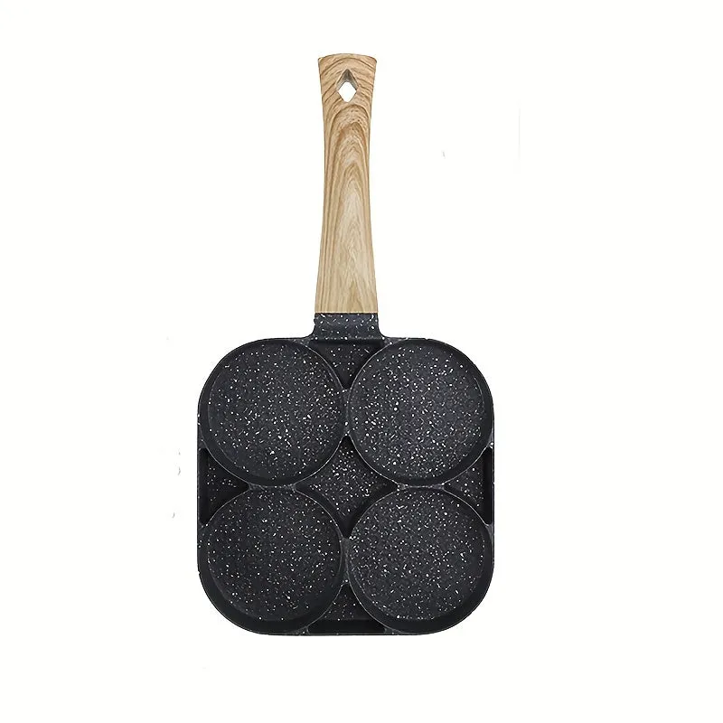 1pc, Frying Pan (7.08''/7.28''), Aluminum Medical Stone Fried Egg Pan, 2/ 4 Cups Sectional Pancake Pan, For Gas Stove Top And Induction Cooker, Kitchen Utensils, Kitchen Gadgets, Kitchen Accessories, Home Kitchen Items
