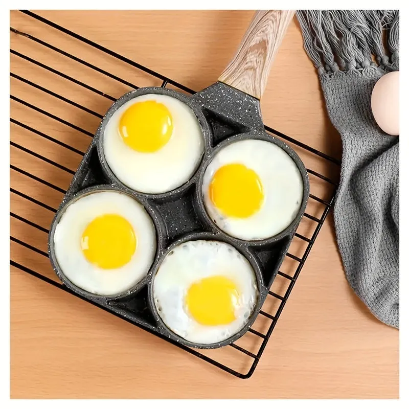 1pc, Frying Pan (7.08''/7.28''), Aluminum Medical Stone Fried Egg Pan, 2/ 4 Cups Sectional Pancake Pan, For Gas Stove Top And Induction Cooker, Kitchen Utensils, Kitchen Gadgets, Kitchen Accessories, Home Kitchen Items