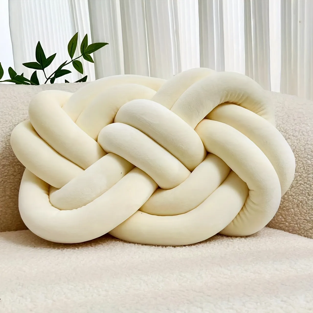 1pc Plush Knotted Throw Pillow - Soft Backrest Cushion for Sofa, Bed, and Bedroom Decor - Add a Touch of Elegance to Your Home with This Decorative Accent Pillow