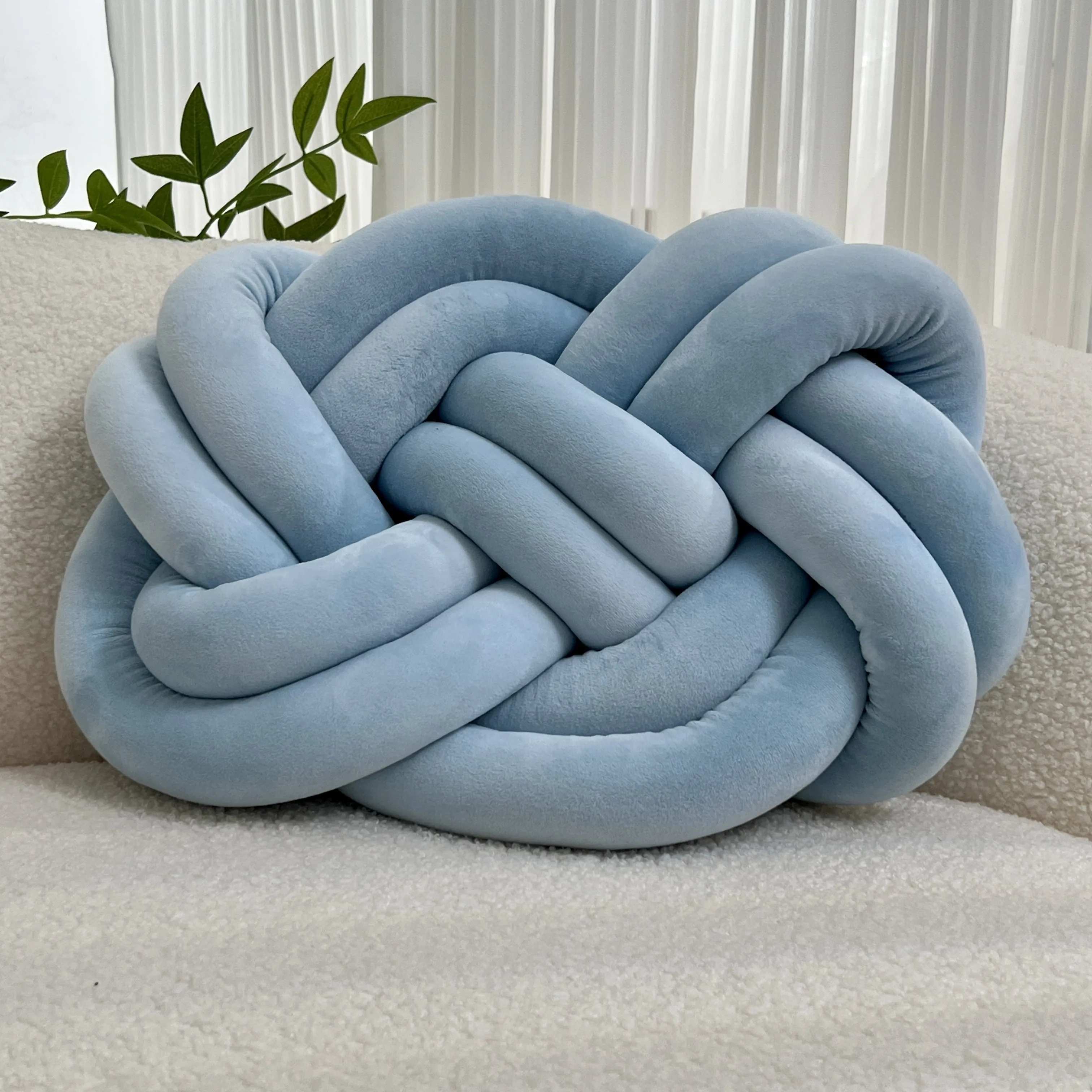 1pc Plush Knotted Throw Pillow - Soft Backrest Cushion for Sofa, Bed, and Bedroom Decor - Add a Touch of Elegance to Your Home with This Decorative Accent Pillow