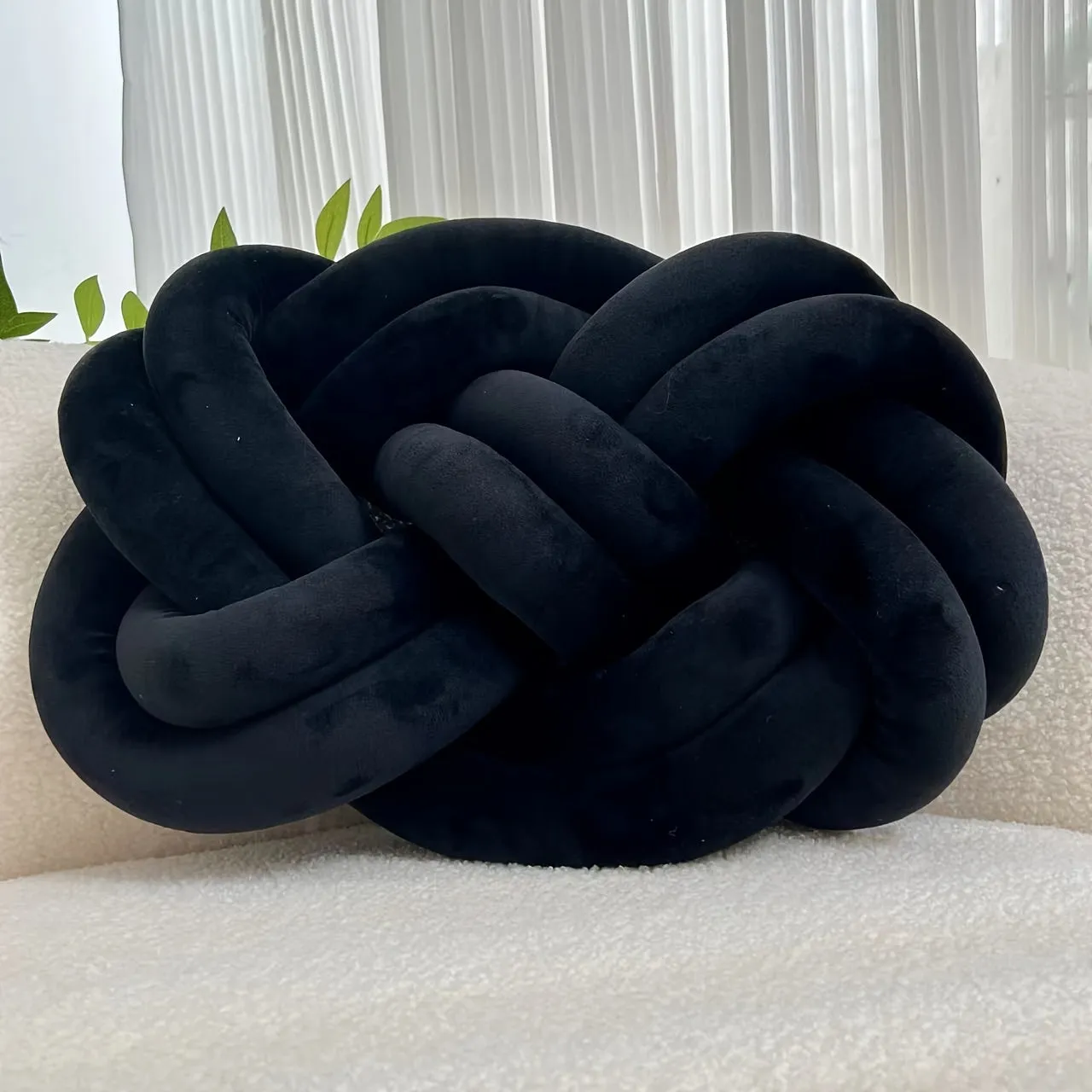 1pc Plush Knotted Throw Pillow - Soft Backrest Cushion for Sofa, Bed, and Bedroom Decor - Add a Touch of Elegance to Your Home with This Decorative Accent Pillow