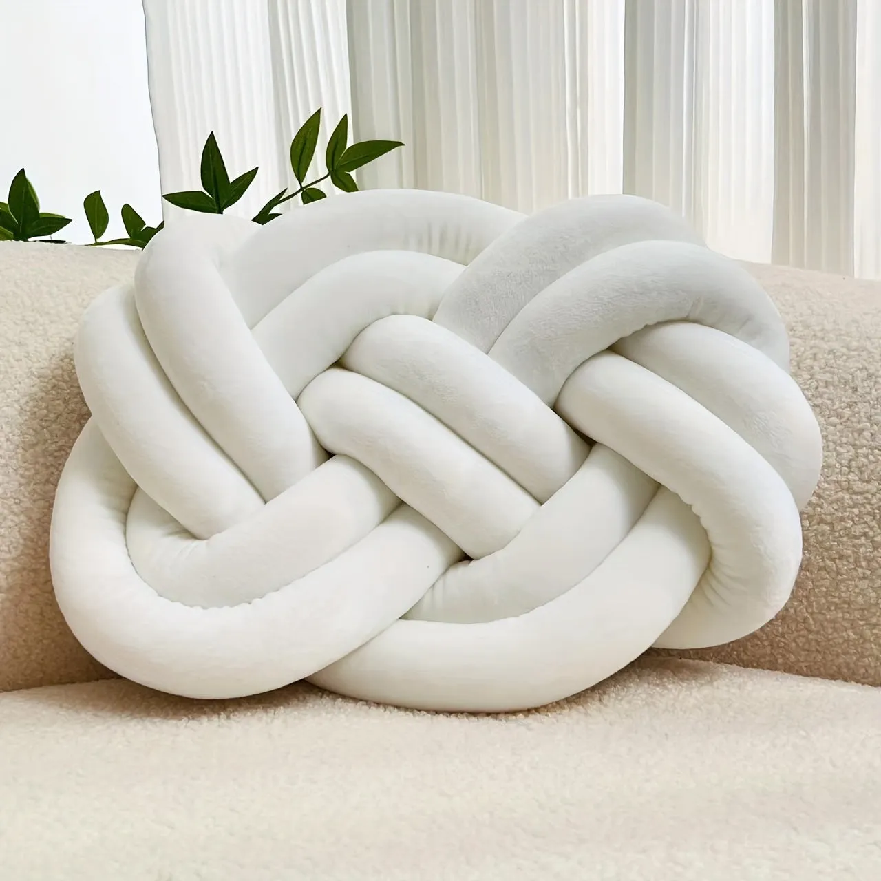 1pc Plush Knotted Throw Pillow - Soft Backrest Cushion for Sofa, Bed, and Bedroom Decor - Add a Touch of Elegance to Your Home with This Decorative Accent Pillow