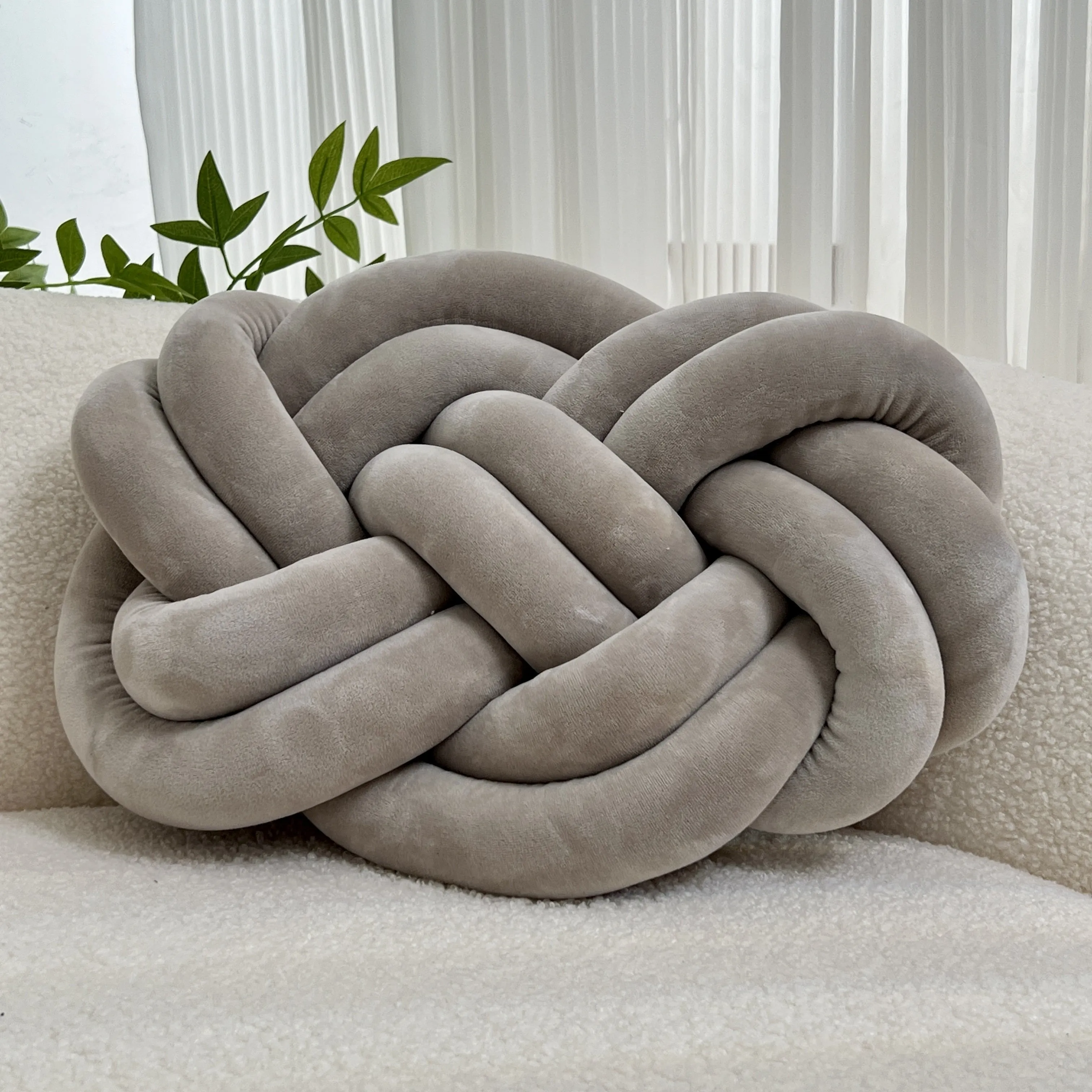 1pc Plush Knotted Throw Pillow - Soft Backrest Cushion for Sofa, Bed, and Bedroom Decor - Add a Touch of Elegance to Your Home with This Decorative Accent Pillow