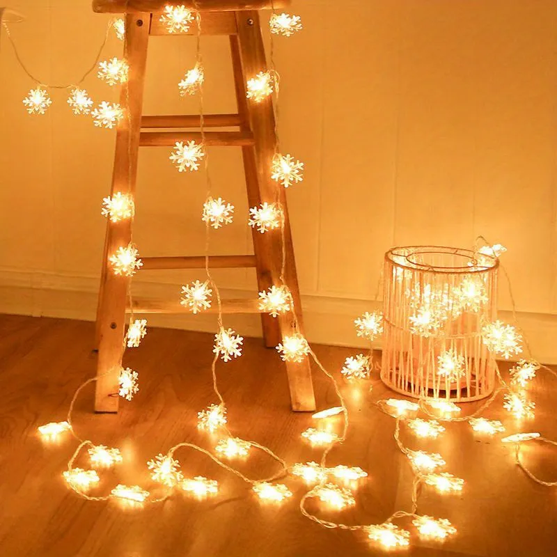 1pc Snowflake String Light, Can Be Extended, For Indoor And Holiday Wedding Parties, Christmas Trees, New Year's, And Decorationsecorations 10/20/40leds