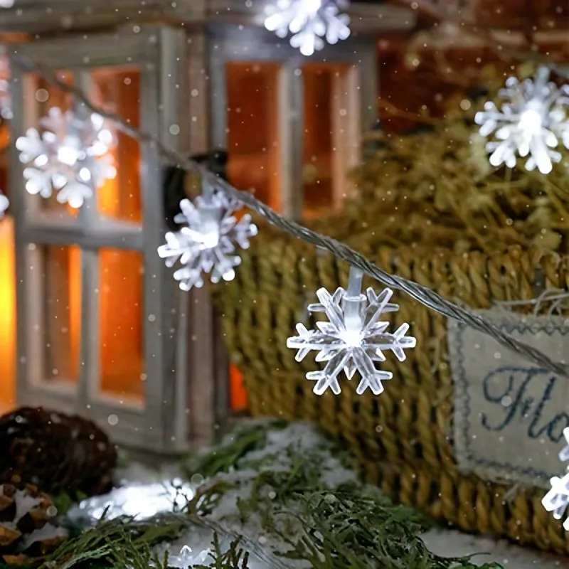 1pc Snowflake String Light, Can Be Extended, For Indoor And Holiday Wedding Parties, Christmas Trees, New Year's, And Decorationsecorations 10/20/40leds