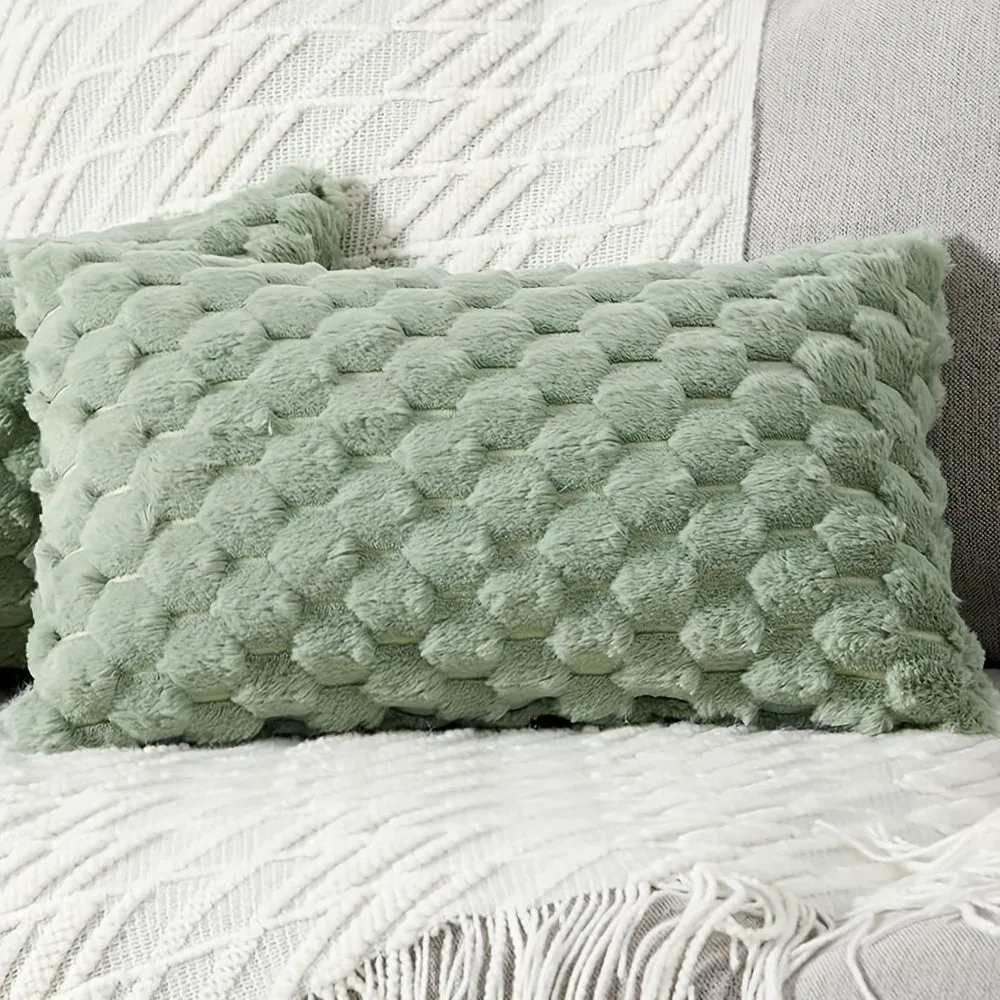 1pc Super Soft Fuzzy Plush Faux Fur Throw Pillow With Inserts for Sofa Couch Bed Living Room Home Decor
