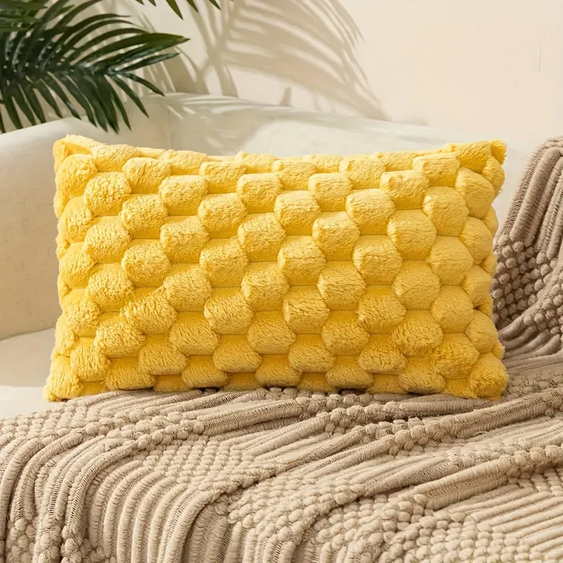 1pc Super Soft Fuzzy Plush Faux Fur Throw Pillow With Inserts for Sofa Couch Bed Living Room Home Decor