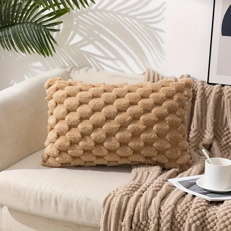 1pc Super Soft Fuzzy Plush Faux Fur Throw Pillow With Inserts for Sofa Couch Bed Living Room Home Decor
