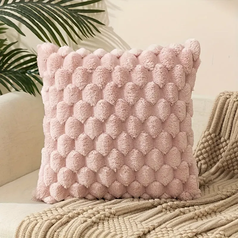 1pc Super Soft Fuzzy Plush Faux Fur Throw Pillow With Inserts for Sofa Couch Bed Living Room Home Decor