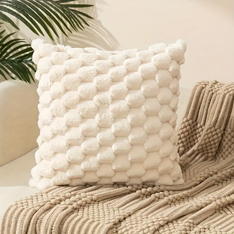 1pc Super Soft Fuzzy Plush Faux Fur Throw Pillow With Inserts for Sofa Couch Bed Living Room Home Decor