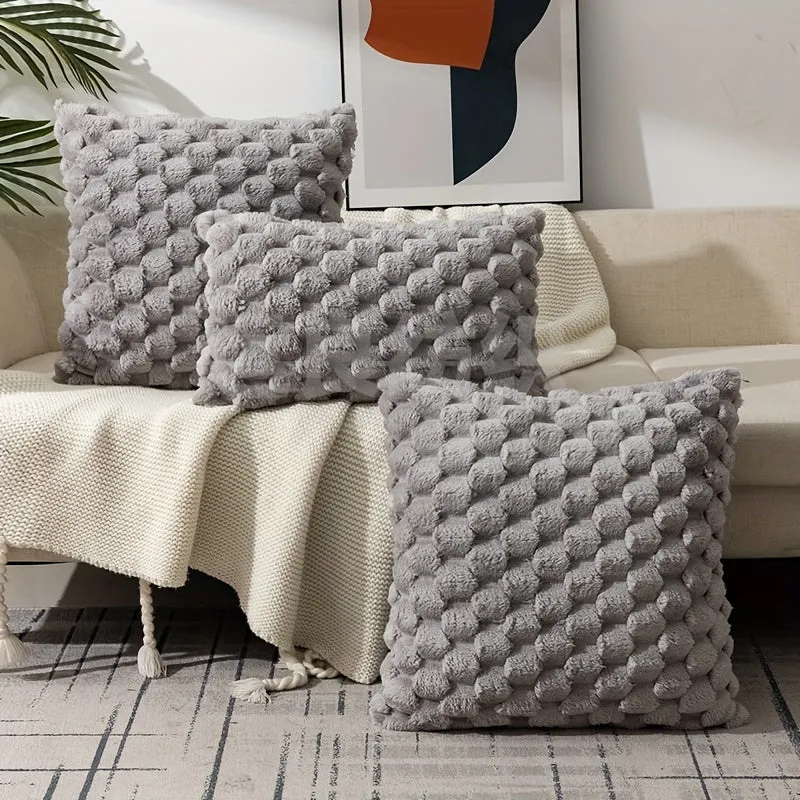 1pc Super Soft Fuzzy Plush Faux Fur Throw Pillow With Inserts for Sofa Couch Bed Living Room Home Decor