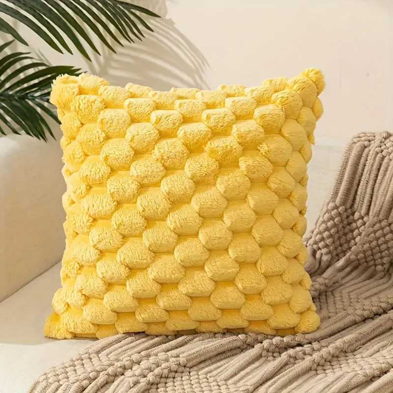 1pc Super Soft Fuzzy Plush Faux Fur Throw Pillow With Inserts for Sofa Couch Bed Living Room Home Decor