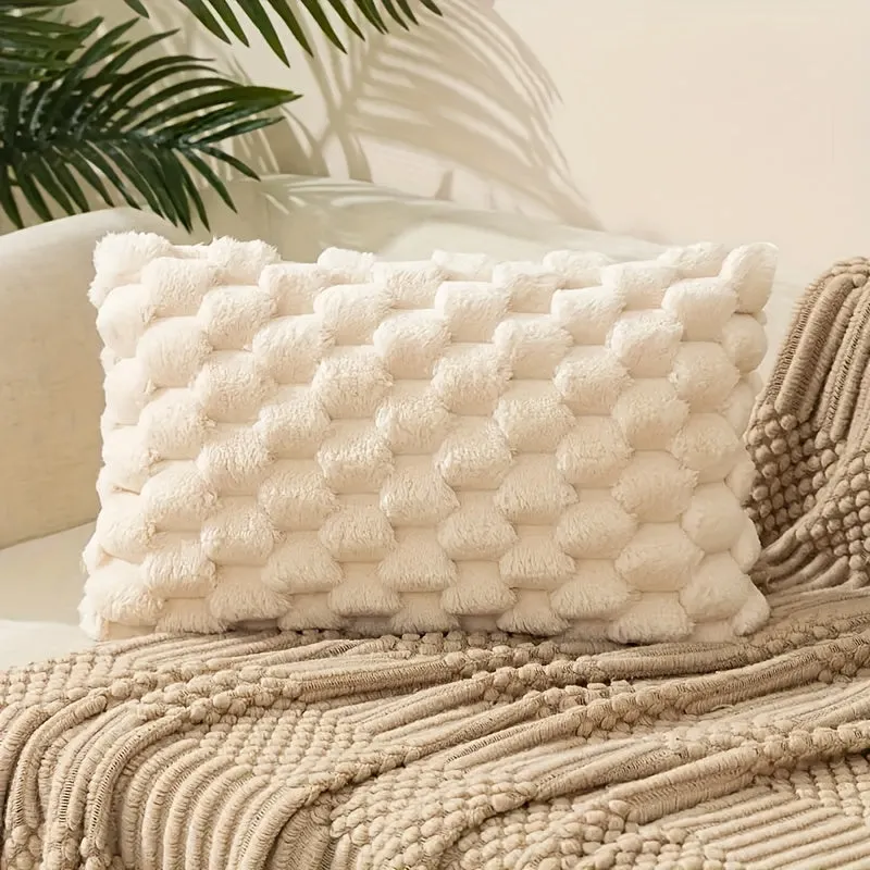 1pc Super Soft Fuzzy Plush Faux Fur Throw Pillow With Inserts for Sofa Couch Bed Living Room Home Decor