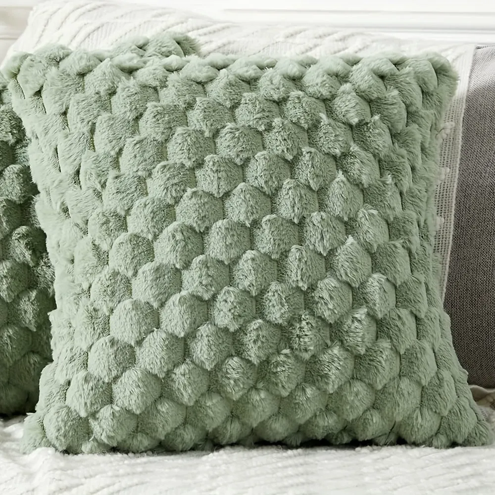 1pc Super Soft Fuzzy Plush Faux Fur Throw Pillow With Inserts for Sofa Couch Bed Living Room Home Decor
