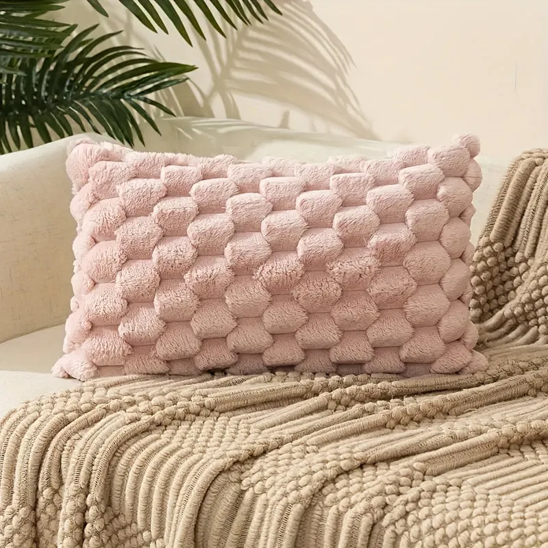 1pc Super Soft Fuzzy Plush Faux Fur Throw Pillow With Inserts for Sofa Couch Bed Living Room Home Decor