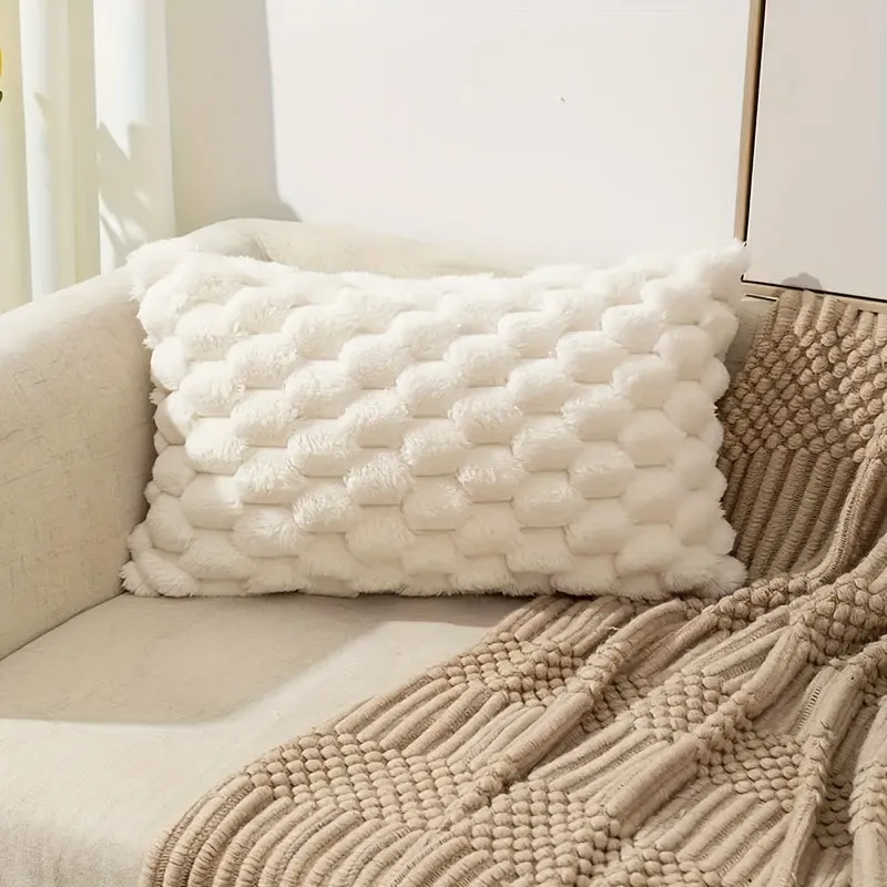 1pc Super Soft Fuzzy Plush Faux Fur Throw Pillow With Inserts for Sofa Couch Bed Living Room Home Decor