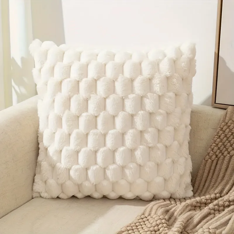 1pc Super Soft Fuzzy Plush Faux Fur Throw Pillow With Inserts for Sofa Couch Bed Living Room Home Decor
