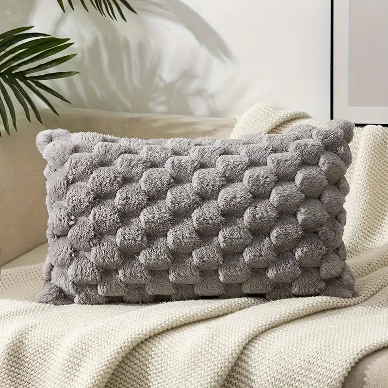 1pc Super Soft Fuzzy Plush Faux Fur Throw Pillow With Inserts for Sofa Couch Bed Living Room Home Decor