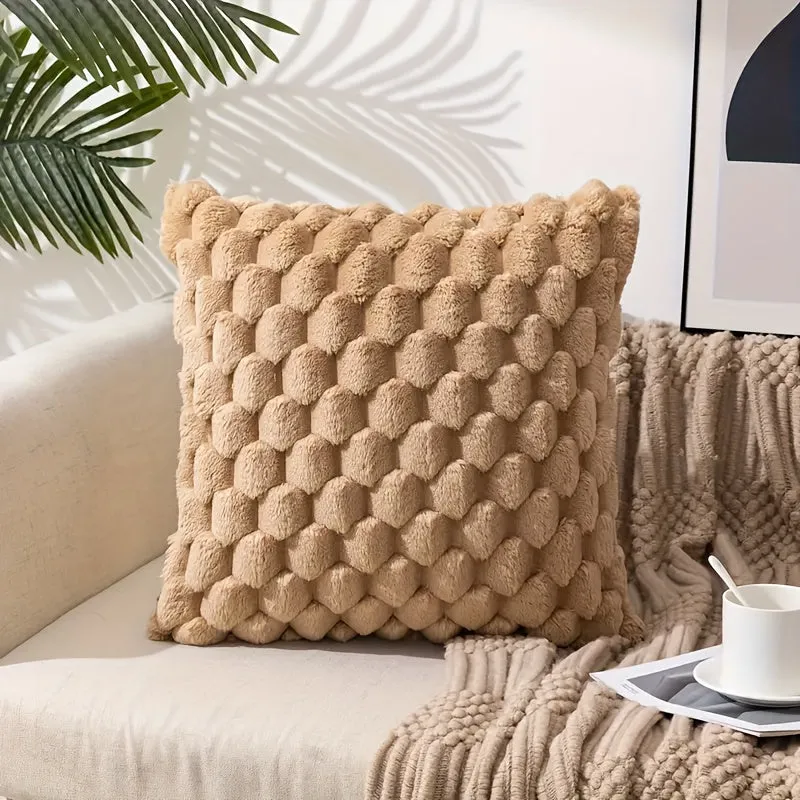1pc Super Soft Fuzzy Plush Faux Fur Throw Pillow With Inserts for Sofa Couch Bed Living Room Home Decor