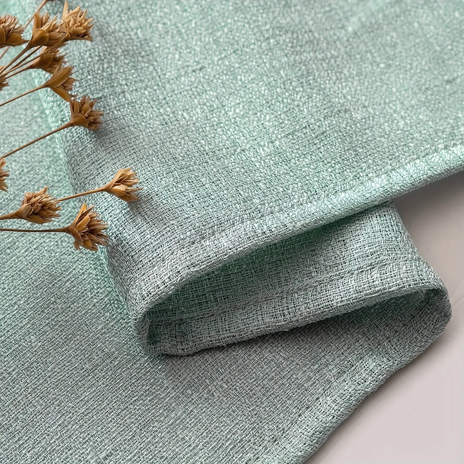 1pc Translucent Polyester Linen Curtains, Grommet Top Window Treatment For Bedroom Living Room Room Dining Room Home Decor