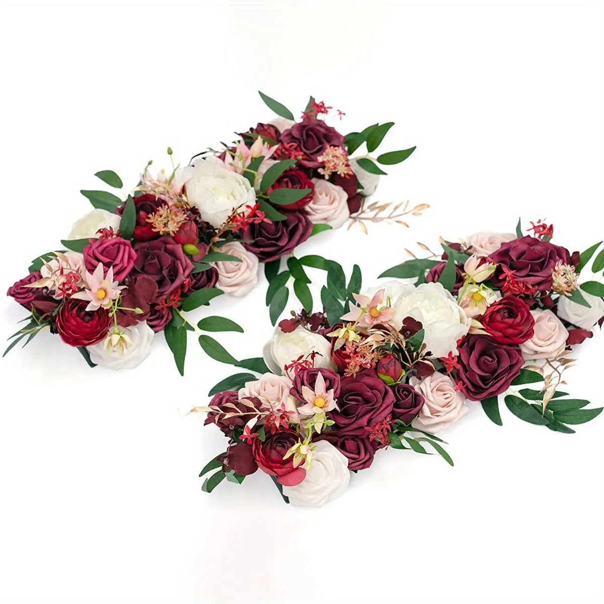 2 Pcs/ Set Artificial Wedding Arch Floral Arrangements for Wedding Ceremony Backdrop Reception Table Decoration