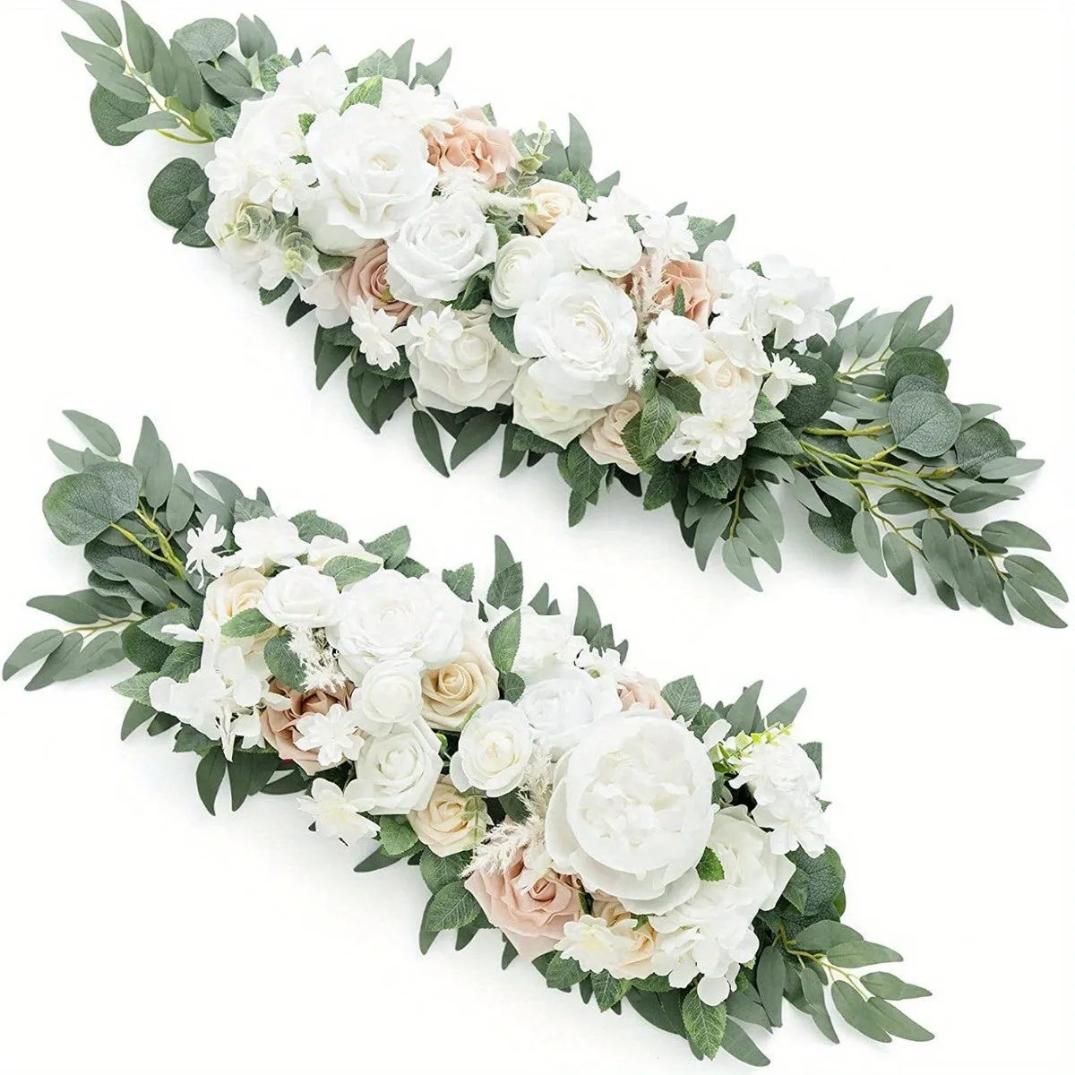2 Pcs/ Set Artificial Wedding Arch Floral Arrangements for Wedding Ceremony Backdrop Reception Table Decoration