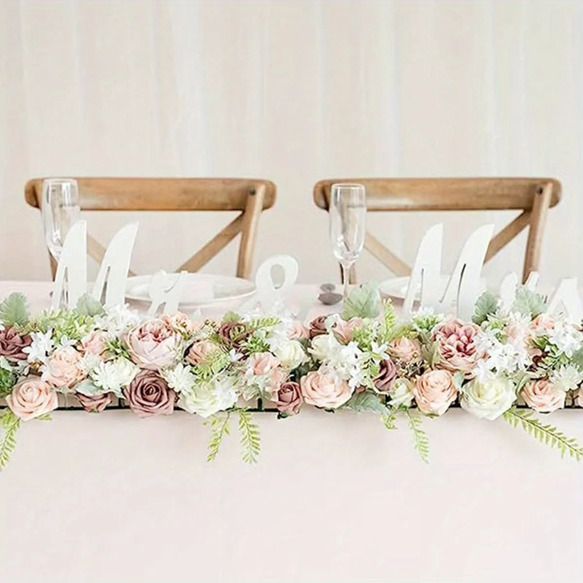 2 Pcs/ Set Artificial Wedding Arch Floral Arrangements for Wedding Ceremony Backdrop Reception Table Decoration
