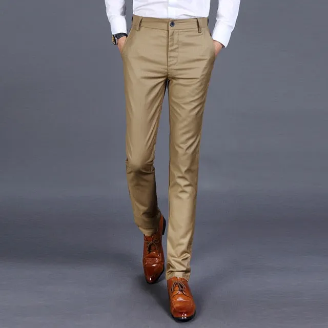 2018 New Men's Fashion Boutique Solid Color Casual Business Suit Pants Korean-style Men's Winter and Summer Trousers Male Slacks