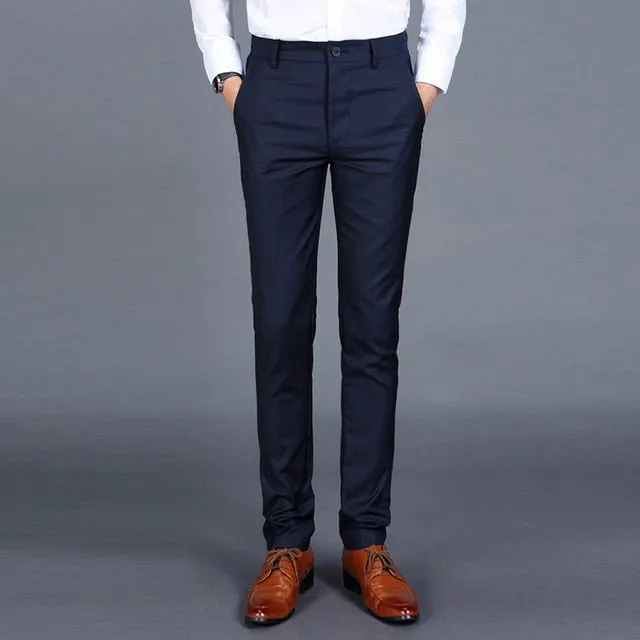 2018 New Men's Fashion Boutique Solid Color Casual Business Suit Pants Korean-style Men's Winter and Summer Trousers Male Slacks
