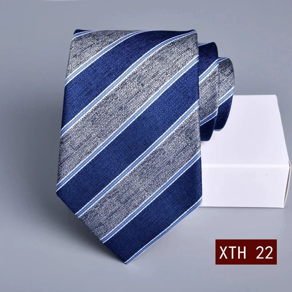 2023 New 8cm Tie Business Korean Groom Wedding Necktie Suit Accessories Jacquard Stripe Gravata Gravity Masculine