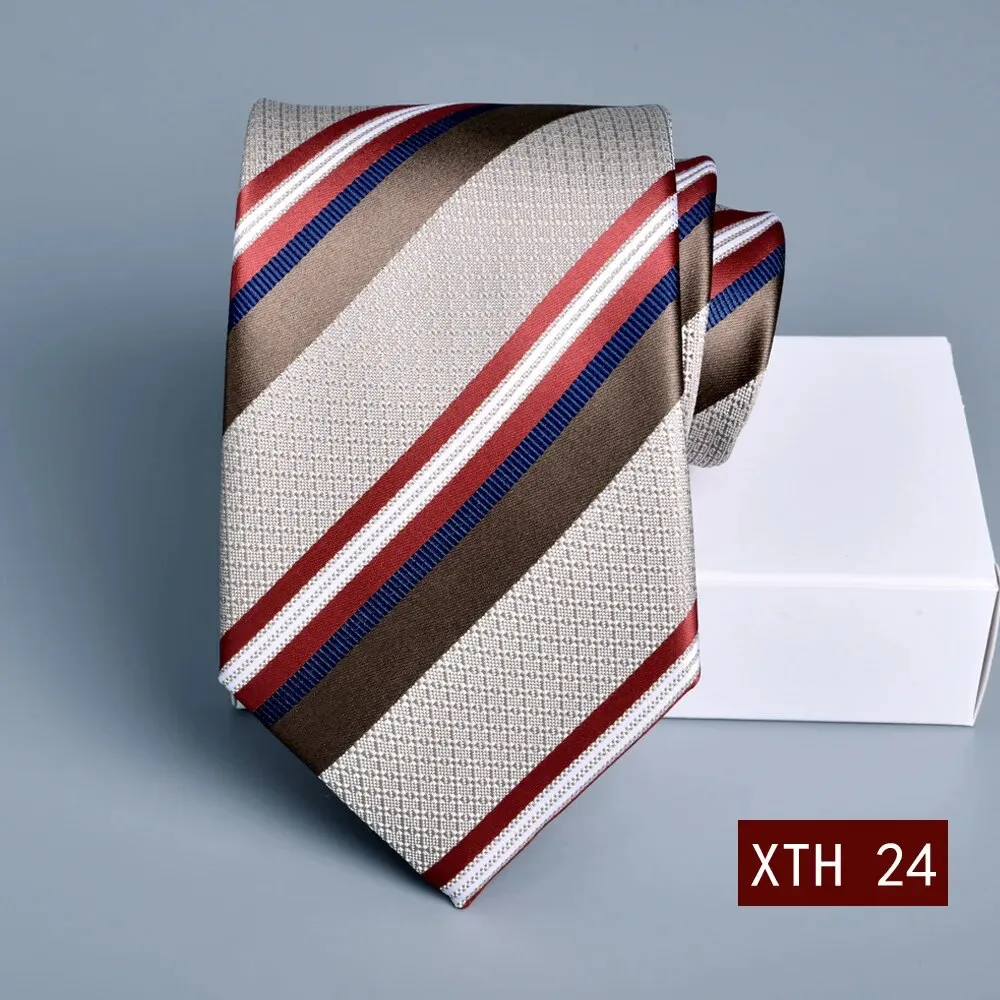 2023 New 8cm Tie Business Korean Groom Wedding Necktie Suit Accessories Jacquard Stripe Gravata Gravity Masculine