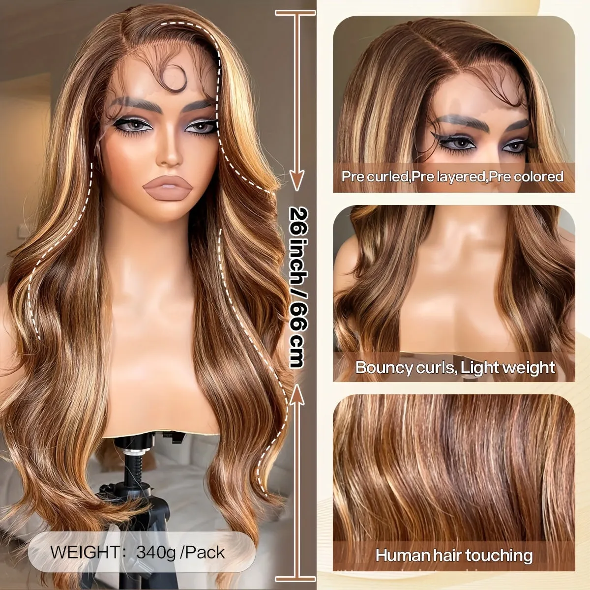 26 Inch 150% Density 13x5x1 Synthetic Hair Lace Front Wigs for African Women - Elegant Body Wave Style with Pre-Plucked Baby Hair and Natural Looking Hairline - ZIHAN Brand High-Quality Wig for Daily Wear