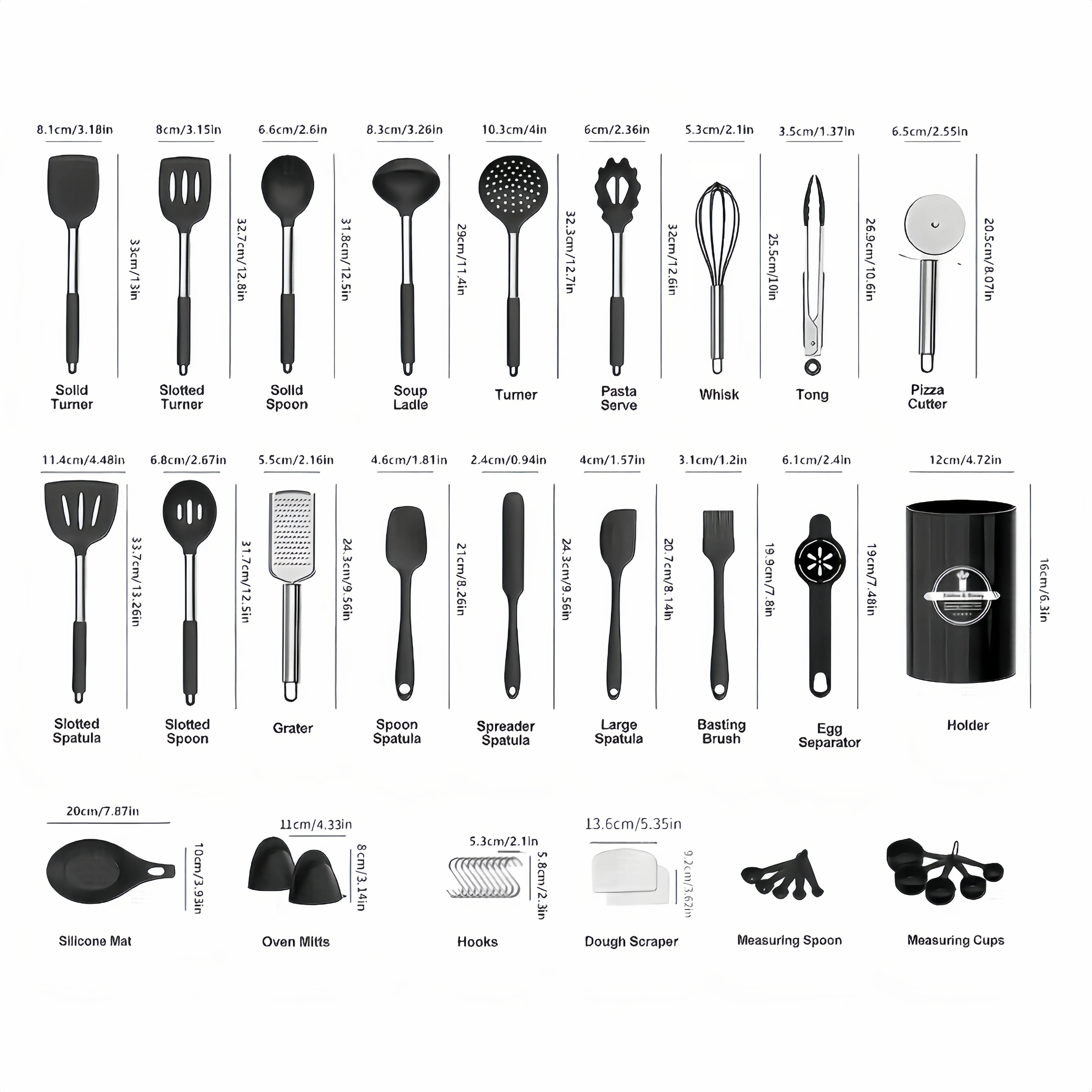 43pcs/set, Silicone Kitchen Utensils Set With Stainless Steel Handle, Non-stick Pot Special Cooking Tools Set With Storage Bucket, Multipurpose Kitchenware, Heat Resistant Cookware, Dishwasher Safe, Kitchen Supplies, Kitchen Gadgets