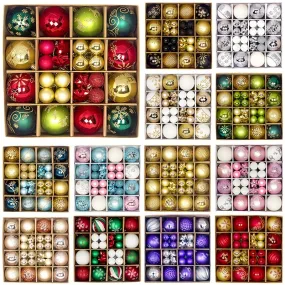 44pcs Vibrant Christmas Tree Ball Ornaments - Colorful Hanging Decoration for Home, Room, Window, and Party - 8 Styles to Choose From, Pendant Decor, Scene Decor, Holiday Gift Idea