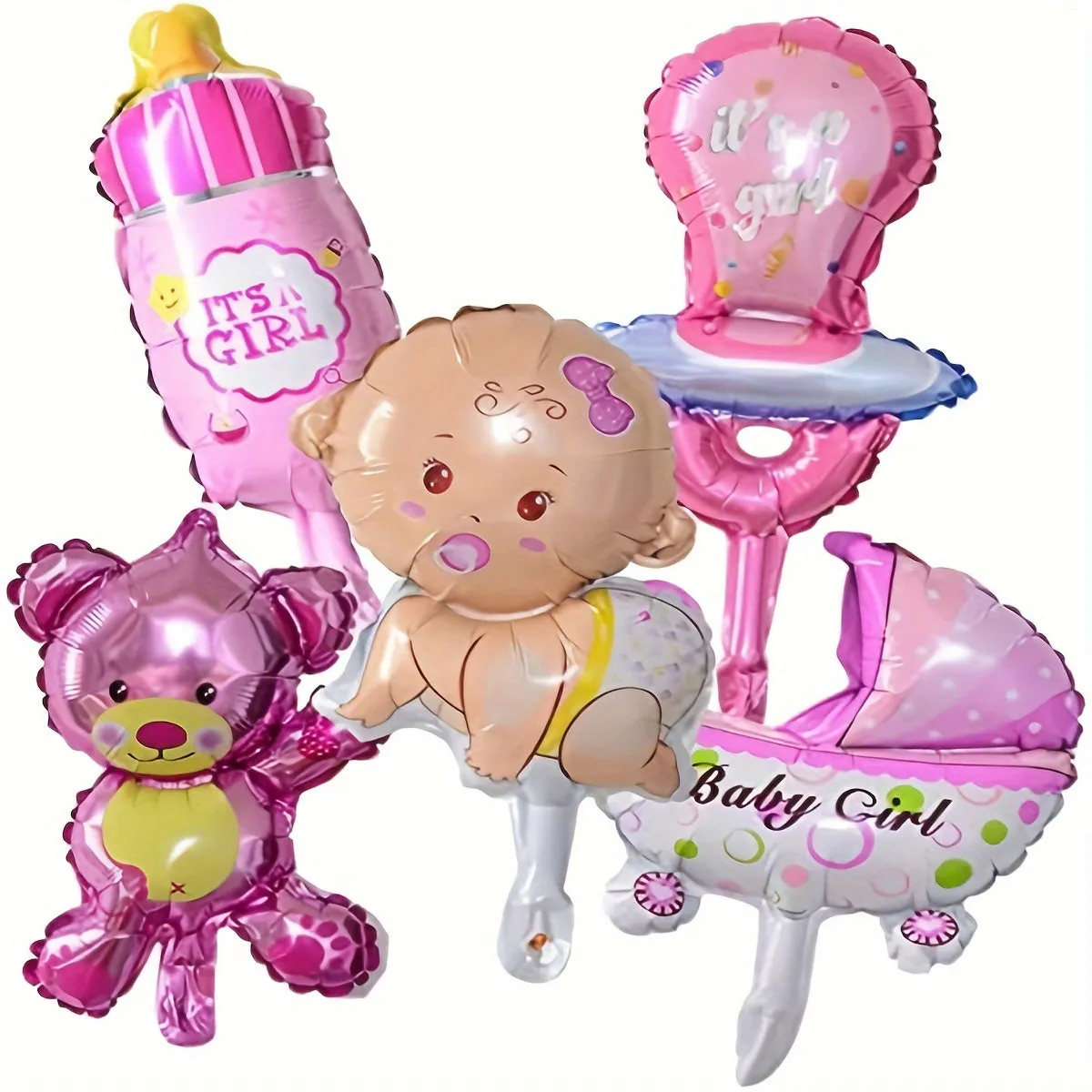 5-Piece Boy or Girl Foil Balloon Set for Gender Reveal, Birthday, Celebration, and Theme Event Decorations - Indoor Atmosphere Background Layout Party Supplies