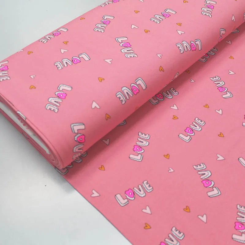 50CM REMNANT Pink Cotton Elastane Jersey - Love