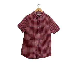 Aeropostale Men's Pink & Black Checked Short-sleeved Collared Shirt | Gently Used |